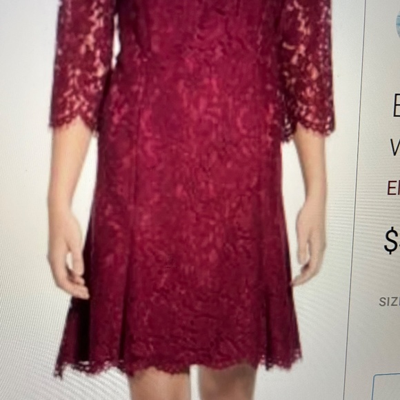 Eliza J Fit and Flare Lace Dress - Pretty Burgundy shade. - Picture 3 of 9